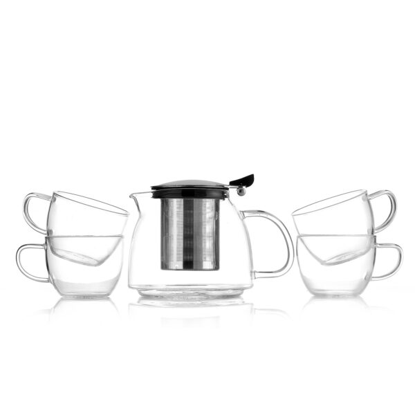 Finjaan Teaware Set of Glass Teapot with Strainer and 4 Cups 900ml - Image 4